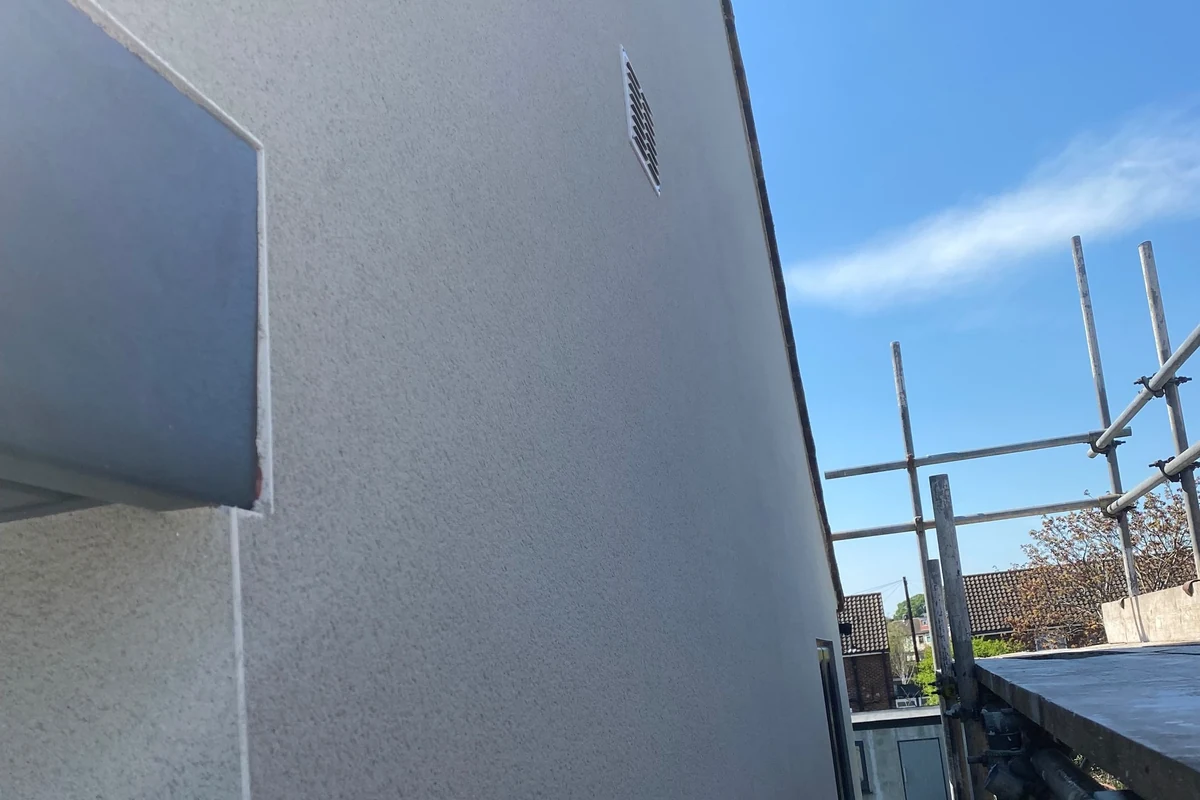 Full-mesh monocouche render system project photography in Cranham, Essex